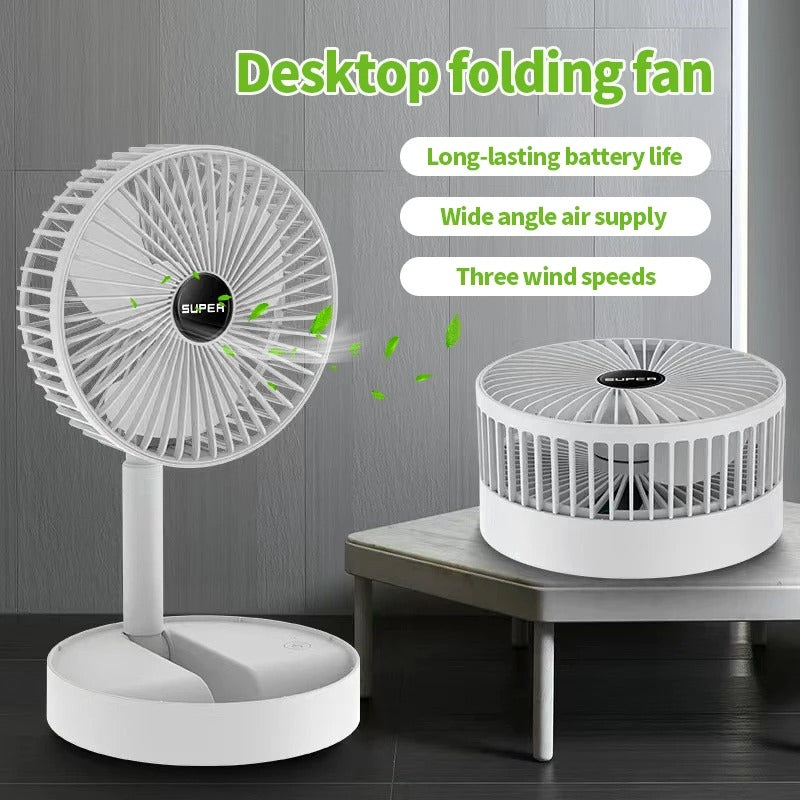 Rechargeable Portable Telescopic Stand Fan - 6 Inch USB Folding Fan with Rechargeable Battery