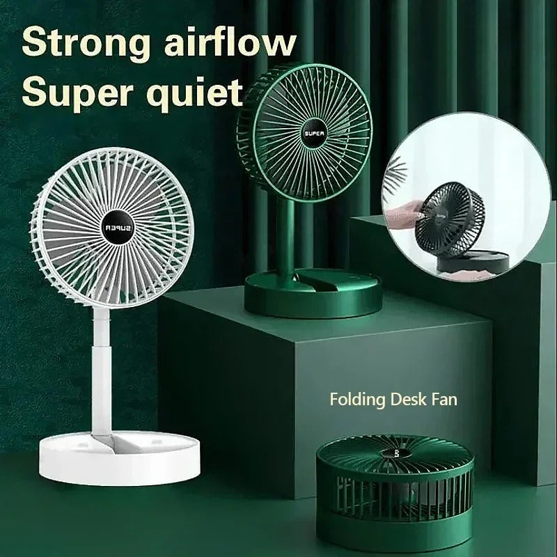 Rechargeable Portable Telescopic Stand Fan - 6 Inch USB Folding Fan with Rechargeable Battery