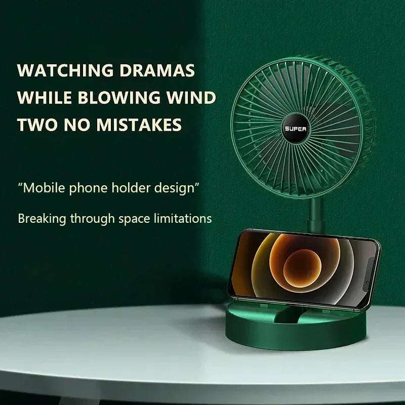 Rechargeable Portable Telescopic Stand Fan - 6 Inch USB Folding Fan with Rechargeable Battery