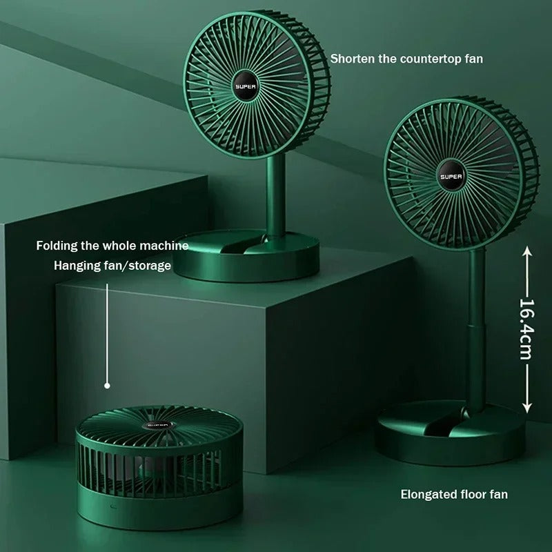 Rechargeable Portable Telescopic Stand Fan - 6 Inch USB Folding Fan with Rechargeable Battery