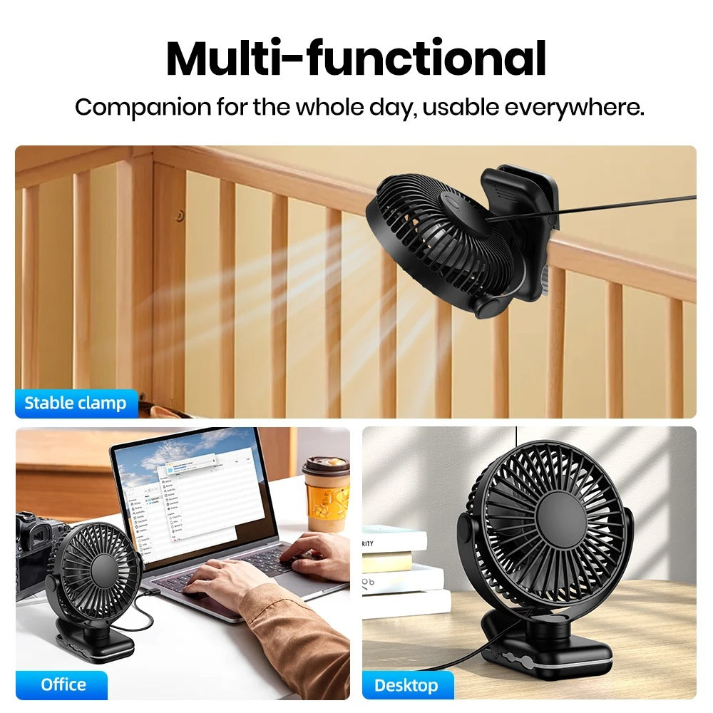 Rechargeable Mini Portable Clip on Fan,3 Speeds Quiet Wind 720° Rotate Personal Electric Fan,Standing Fans for Room Home